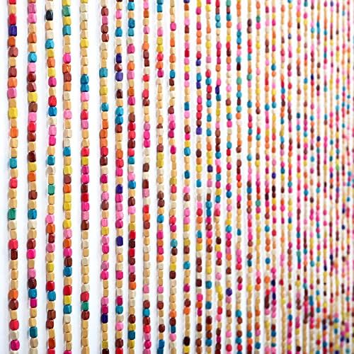 rainbow wooden bead curtain 36” x 79” – shown in use