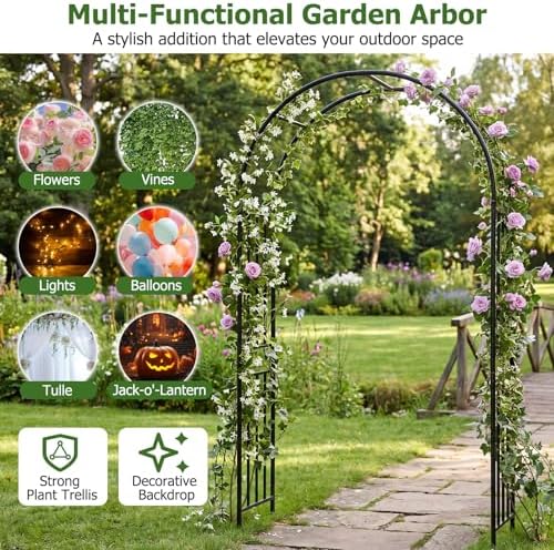 ldaily moccha garden arch arbor trellis, 7.2ft outdoor, side view