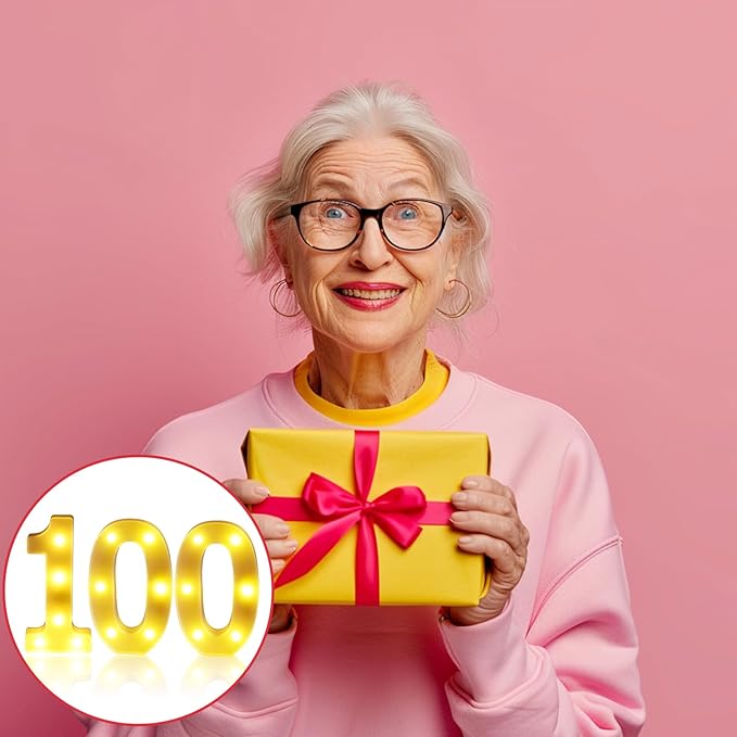 100th Birthday Decorations for Women Men,100 Birthday Decorations for Centerpieces Table,100 Light Up Numbers Sign Led for Party Backdrop Wall Decor for Wedding Anniversary Home