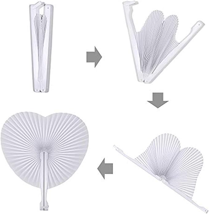 12 Packs Decorative Paper Folding Hand Fans Handheld,Silver Heart Foldable Wedding Fans Chinese and Japanese Fans Bulk for Bridal Guest Church Party Favors Dancing Birthday DIY
