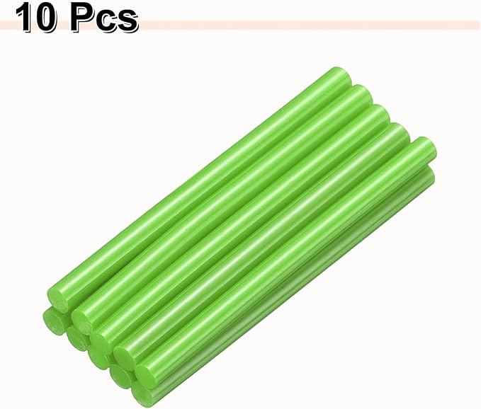 HARFINGTON 10pcs Hot Glue Sticks 0.28" Dia x 3.94" Long EVA Mini Hot Melt Adhesive Glue Stick for Hot Melt Gun Wood Plastic Glass Flowers Fabrics Foam, Light Green
