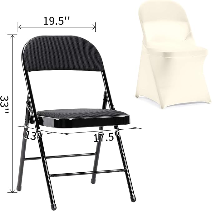 Peomeise Stretch Spandex Folding Chair Cover for Wedding Party Dining Banquet Event (Ivory,6pcs)