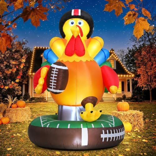 tisejoy 6ft football inflatable turkey, thanksgiving inflatables outdoor, main product view