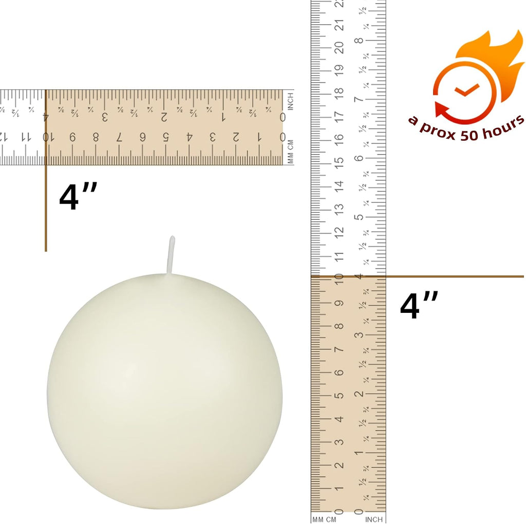 4 Inch Pale Ivory Ball Candles