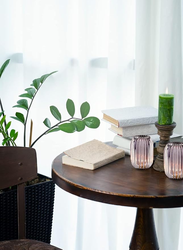 Serene Spaces Living Smoke Grey Optical Glass Votive Holder, Perfect for Weddings and Home Décor, Measures 5" Tall and 3.5" Diameter, Set of 12
