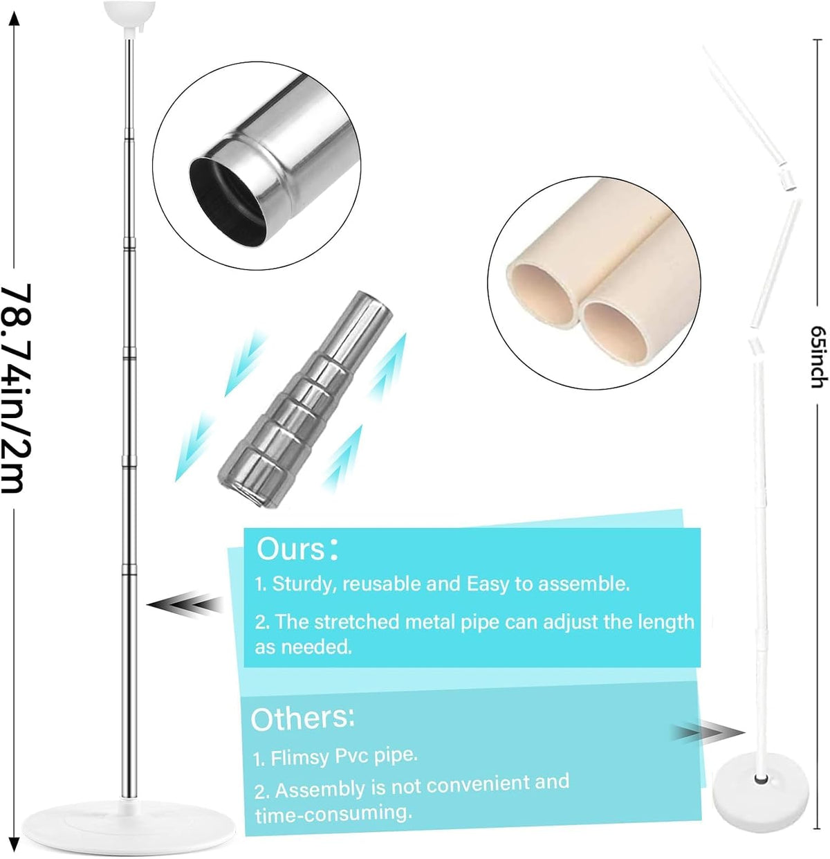 2 sets adjustable balloon column stand kit with, close-up detail