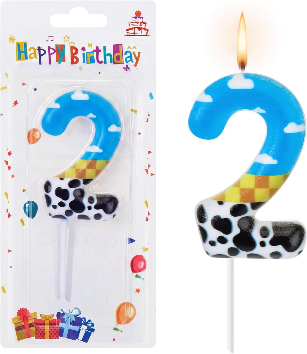 Threlaco Toy Inspire Game Birthday Number Candle for Kids Toy Cartoon Cake Topper Decorations Cartoon Party Supplies for Boy Girl Birthday Celebrations(Number 2)