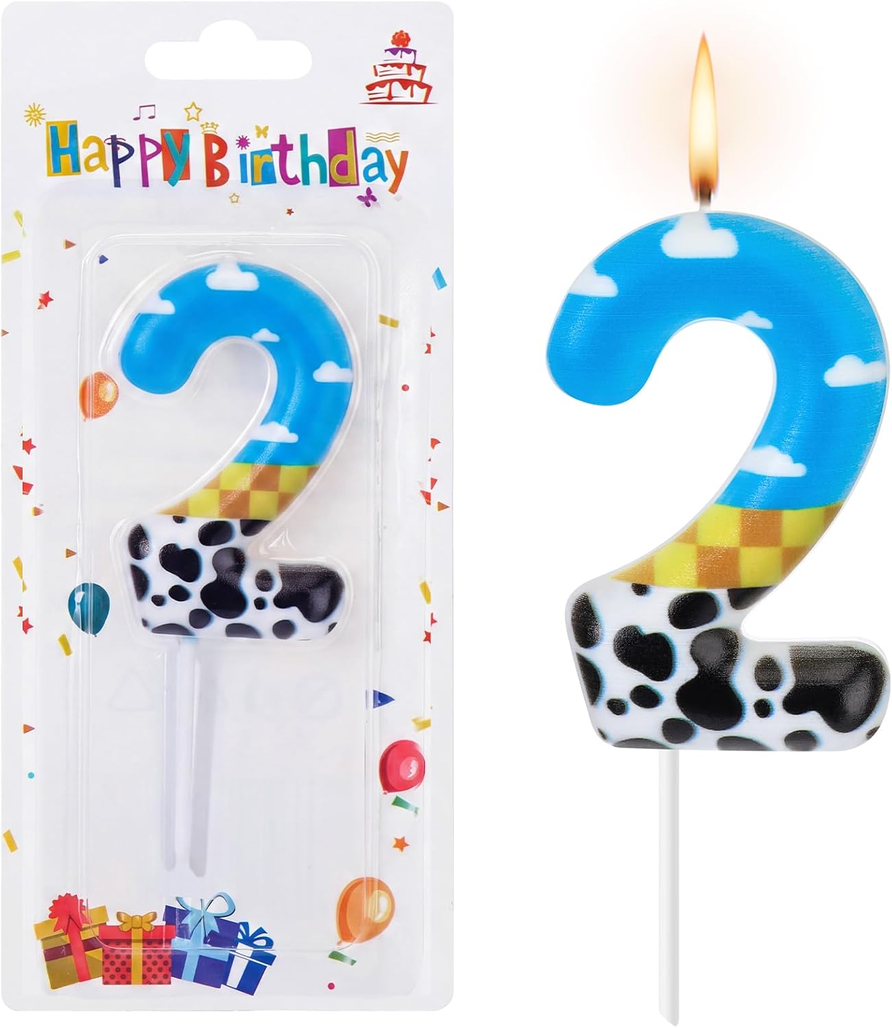 Threlaco Toy Inspire Game Birthday Number Candle for Kids Toy Cartoon Cake Topper Decorations Cartoon Party Supplies for Boy Girl Birthday Celebrations(Number 2)
