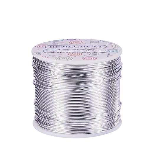BENECREAT 12 17 18 Gauge Aluminum Wire (17 Gauge,380FT) Anodized Jewelry Craft Making Beading Floral Colored Aluminum Craft Wire - Silver