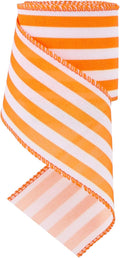 TONIFUL 2.5 Inch Orange Stripe Burlap Wired Ribbon, Summer Spring Easter Ribbon for Gift Wrapping, Wreath Bows Making, Crafts, Baby Shower, Home Decoration, Easter Decor (Orange, 6yds)