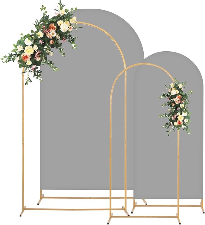 Metal Arch Backdrop Stand and Cover Set, 8FT, 7.2FT Party Backdrop, Easy to Assemble, Backdrop Stand for Parties, Birthday, Baby Shower