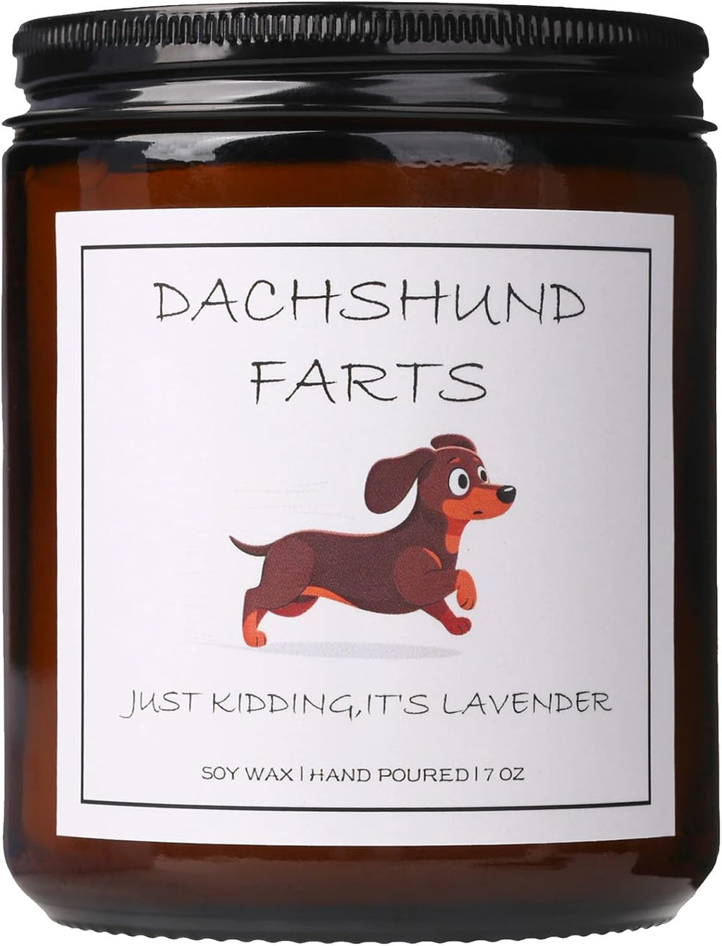 Dachshund Gifts & Decor, Dachshund Gifts for Women, Weiner Dog Gift for Women - Dachshund Farts Candle, Natural Soy Wax Lavender Scented Candle 7oz