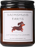 Dachshund Gifts & Decor, Dachshund Gifts for Women, Weiner Dog Gift for Women - Dachshund Farts Candle, Natural Soy Wax Lavender Scented Candle 7oz