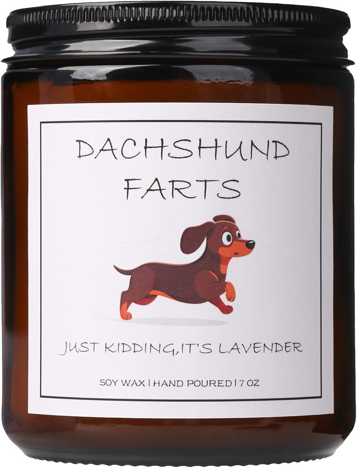 Dachshund Gifts & Decor, Dachshund Gifts for Women, Weiner Dog Gift for Women - Dachshund Farts Candle, Natural Soy Wax Lavender Scented Candle 7oz