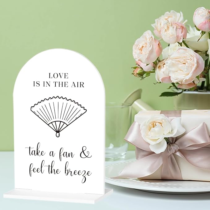 Wedding Fan Signage Take A Fan Sign for Wedding Engagement Ceremony Reception wedding fan Acrylic sign for Table Desk