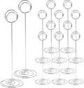 12Pcs Table Number Holder 8.66inch Tall Metal Iron Place Card Holder Lightweight Picture Holder Stand Portable Round Shape Photo Memo Note Holder for Office Wedding Party