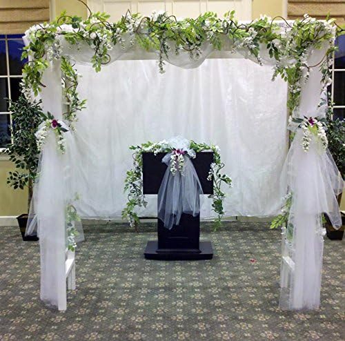 DearHouse 4Pcs 6.6Ft/Piece Artificial Flowers Silk Wisteria Garland Artificial Wisteria Vine Rattan Silk Hanging Flower for Home Garden Outdoor Ceremony Wedding Arch Floral Decor (White)