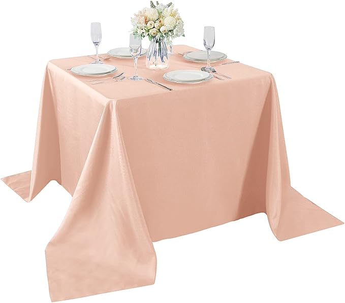 Cupuamon Square Tablecloth 90x90 inch Washable Polyester Fabric Table Cloth for Wedding Party Dining Banquet Decoration（90x90,Dusty Pink）
