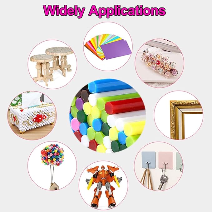 Colored Hot Glue Sticks for Hot Glue Gun 15 Colors 75 Pcs 7* 100mm Full Size Opaque Color Mini Hot Glue Sticks Hot Melt Glue Gun Stick Bulk Purple Black Yellow Pink Red Purple for DIY Art Craft Repair