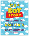 Andaz Press Its A Boy Story Baby Shower Decorations, 16"x20" Personalized Welcome Baby Shower Sign Decor, Its A Boy Story Sign In Guest Book Alternative