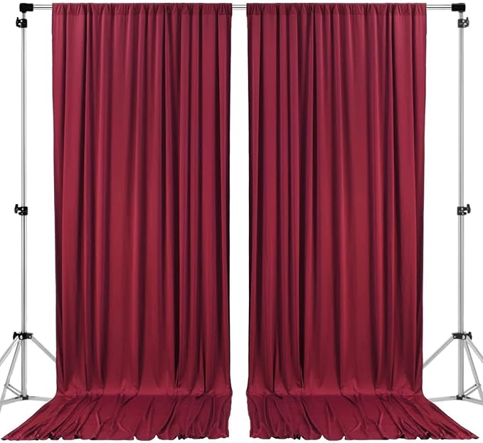 AK TRADING CO. 10 feet x 8 feet IFR Polyester Backdrop Drapes Curtains Panels with Rod Pockets - Wedding Ceremony Party Home Window Decorations - Burgundy