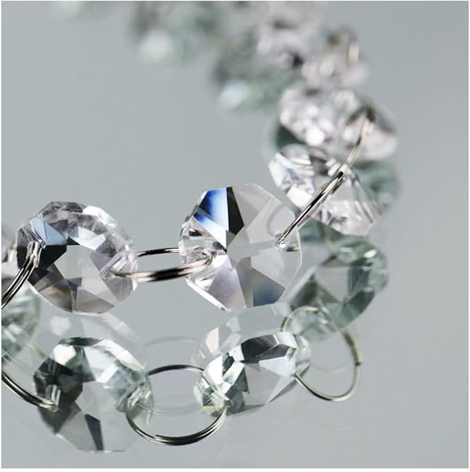33FT Clear Crystal Glass Garland Strands,Hanging Chandelier Bead Chain,Hanging Ornament String Decorations for Centerpiece,Christmas Tree,Wedding, Party,Celebration