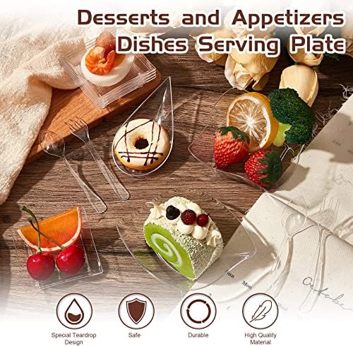 mini appetizer plates disposable, classic style, clear, side view