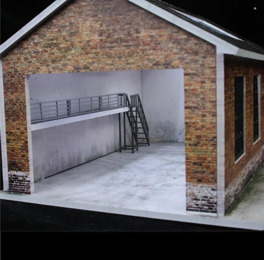 1/64 diorama old factory garage model, led lighting shown in use