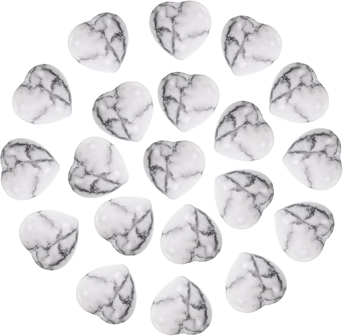 PATIKIL 20 Pcs Natural Heart Shaped Crystal Stone, 0.6 Inch Mini Polished Love Gemstone Crystal, Pocket Rock Engraved Worry Stones for Women Gifts Meditation, White Gray