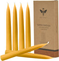 8 inch Natural Beeswax Taper Candles Set of 6, DEYBBY Smokeless and Dripless Organic Natural Beeswax Candles for Home Dinner Decor Emergency Housewarming Gift, Long Lasting Burning, Nontoxic