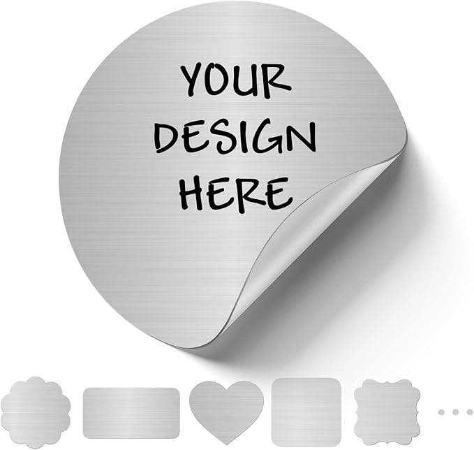Custom Logo Stickers for Business, Personalised Logo Labels, Waterproof, Perfect for Branding & Packaging (Brushed Silver)