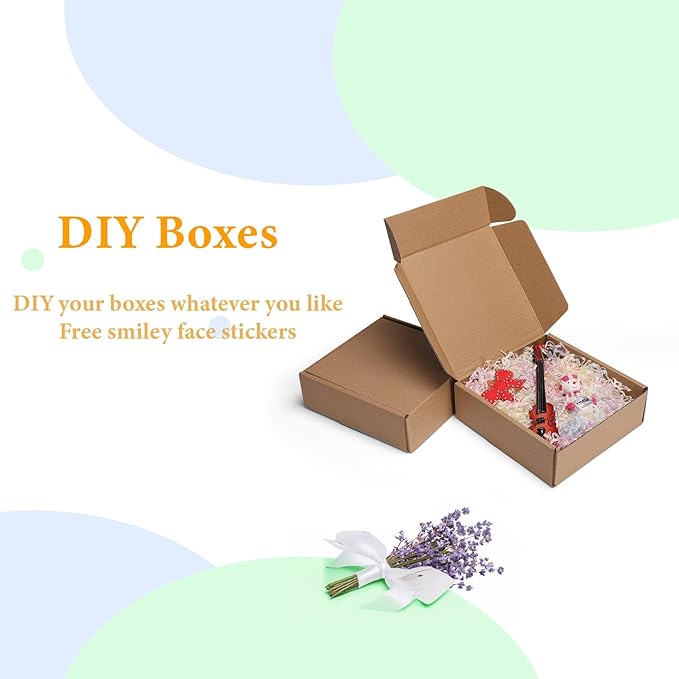 MEBRUDY 6x6x2 Inches Shipping Boxes Pack of 50, Small Corrugated Cardboard Box for Mailing Mailer Packing, Brown