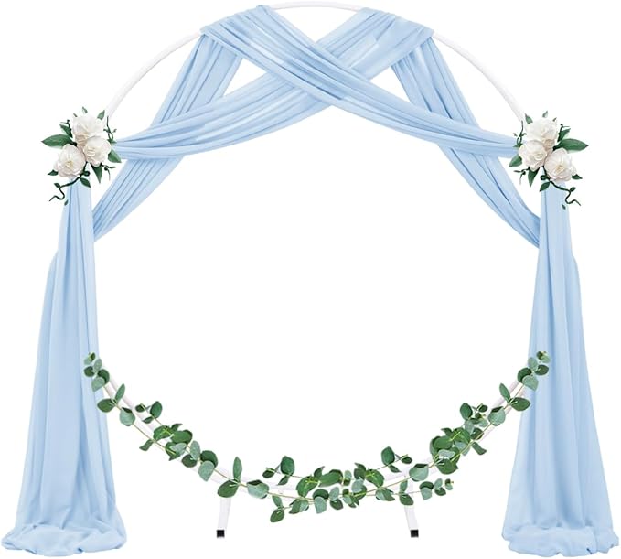 Socomi Wedding Arch Draping Fabric 3 Panels 29" x 19Ft Baby Blue Sheer Chiffon Curtain Drapes 6 Yards for Wedding Ceremony Birthday Party Decoration