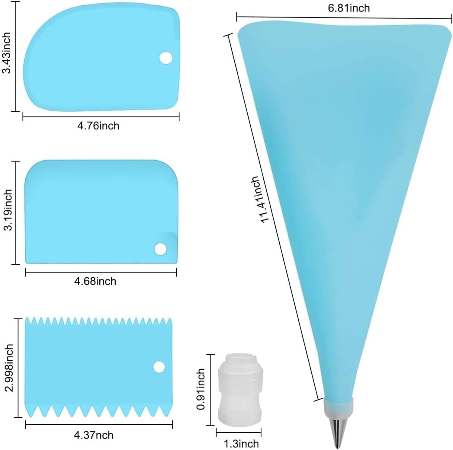 Silicone Icing Piping Bag,Reusable Cream Pastry Bag and 20× Stainless Steel Nozzle Set DIY Cake Decorating Tool(20×Nozzle, 2×Icing Cream Pastry Bag and 2 X Converter and 3×Scraper)