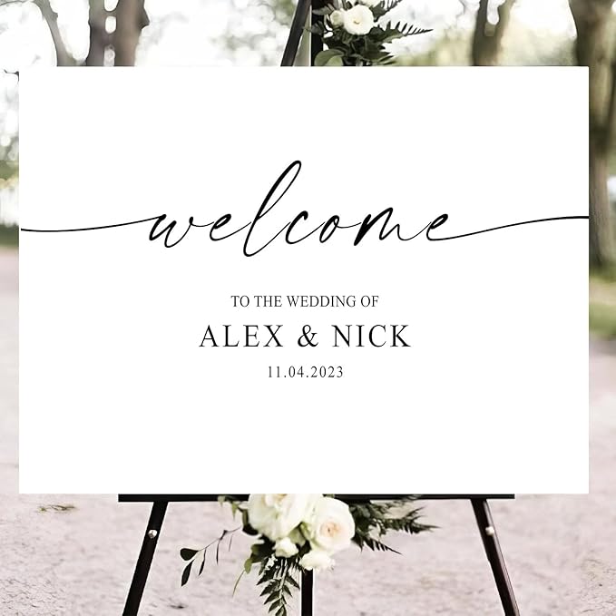 Script Calligraphy Wedding Welcome Signs, Welcome Sign Wedding, Customized Wedding Welcome Sign, Custom Wedding Welcome Sign