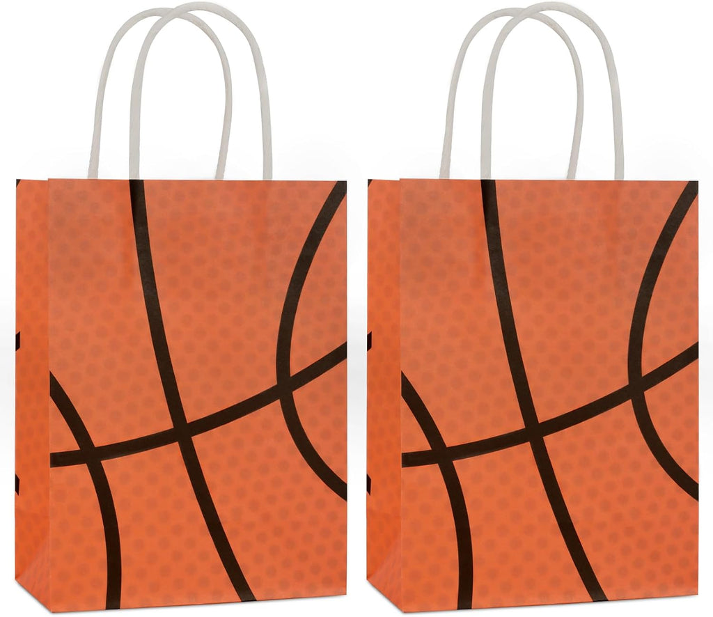 Hxezoc 12 Pieces Basketball Gift Bags with Handle, Paper Treat Candy Bag Sport Favor Bags for Basketball Theme Birthday Party Decoration Supplies