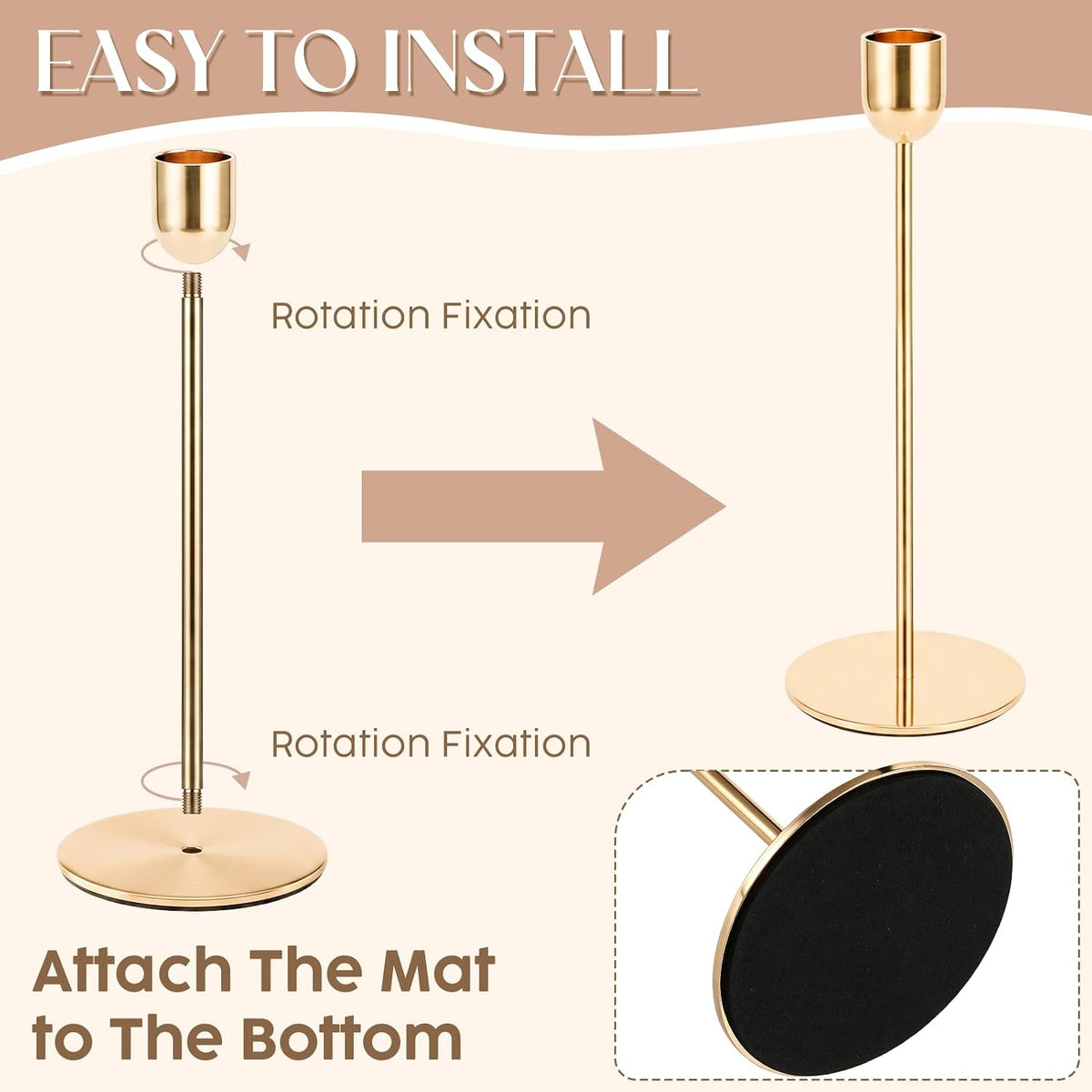18Pcs Gold Candlestick Holders, Metal Tall Taper Candle Stick Holder