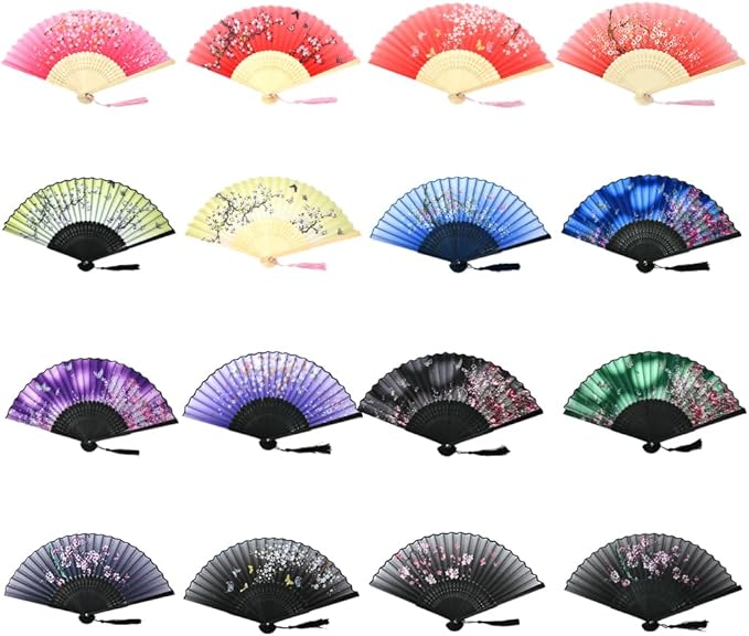 HUNANBANG 10 Pieces Oriental Bamboo Folding Hand Fans Church Wedding Gift, Party Favors, DIY Decoration Gift Size 8 1/4" Wholesale 10pack(bamboo10pack)