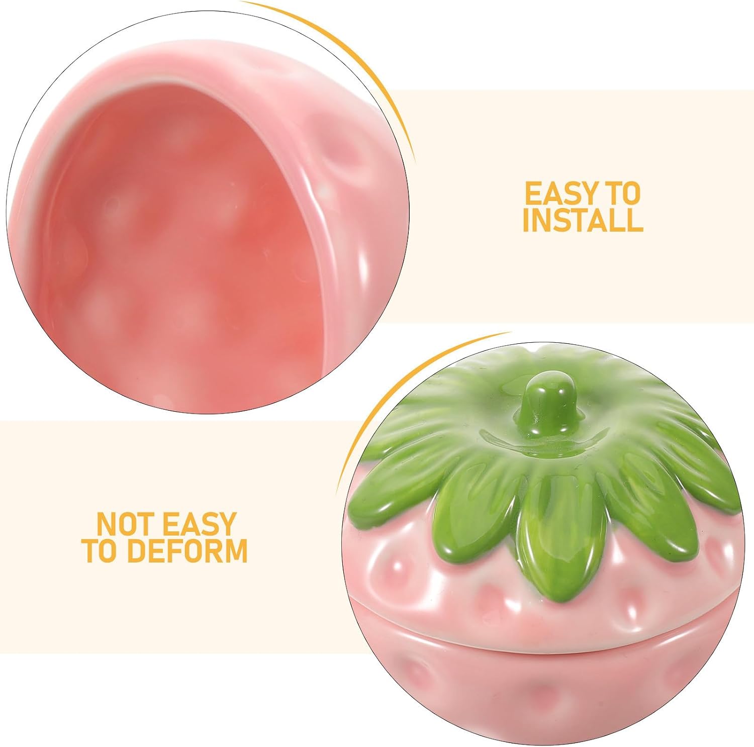ABOOFAN Ceramic Strawberry Shaped Candle Holder for DIY Candle Making Pink Empty Scented Container Easy to Clean Fruitshaped Pot for Everyday Stylish Decoration and Table Centerpiece