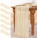 MLMW 6 Pack Beige Table Runner Cheesecloth Boho Gauze Rustic Cheese Cloth Table Runner 160 inch Sheer 13.3ft for Thanksgiving Wedding Party Baby Bridal Shower Birthday