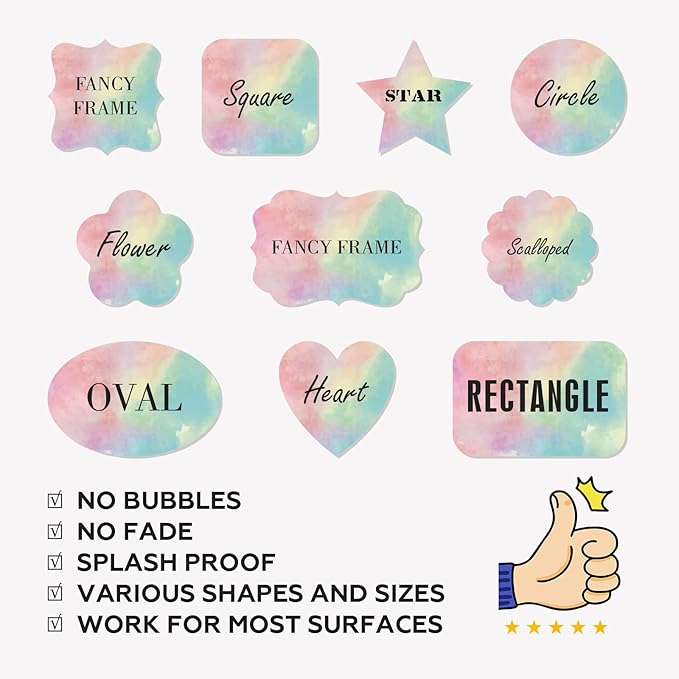 Personalized Labels - Custom Stickers With Any Design, Image, Logo, Text for Business, Thank You Labels (Fancy Frame, 1.5"x1.5", 100 Labels)