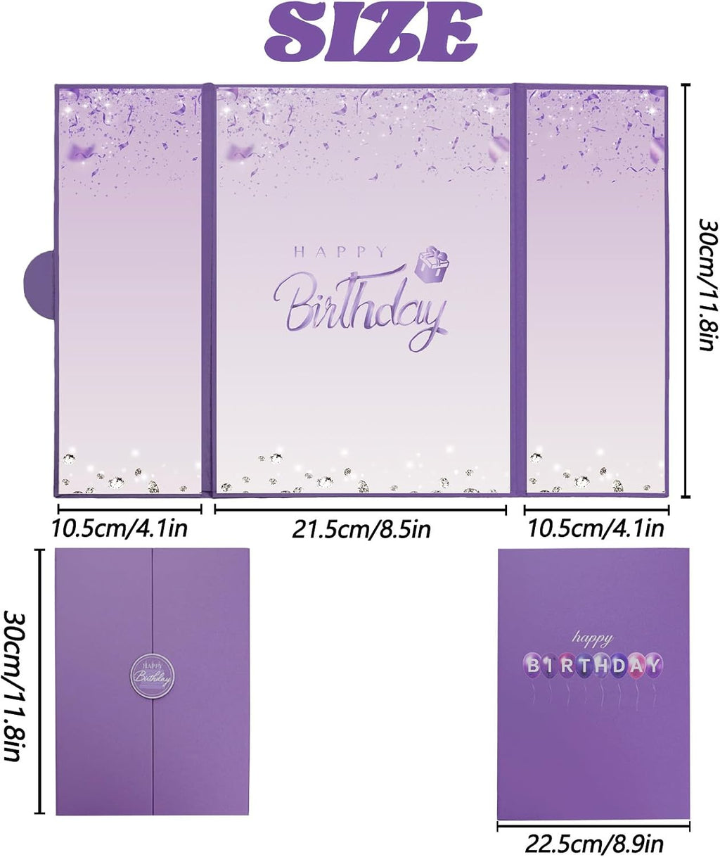 Crenics Purple Happy Birthday Decorations, Creative Birthday Guest Sign in Book Alternative, Birthday Signature Book 12" x 18", Great Birthday Gifts for Women or Girls