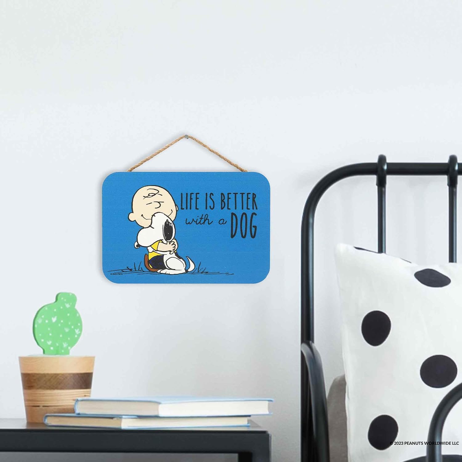 Peanuts Charlie Brown and Snoopy Life Is Better With a Dog Hanging Wood Wall Decor - Cute Snoopy Sign for Home