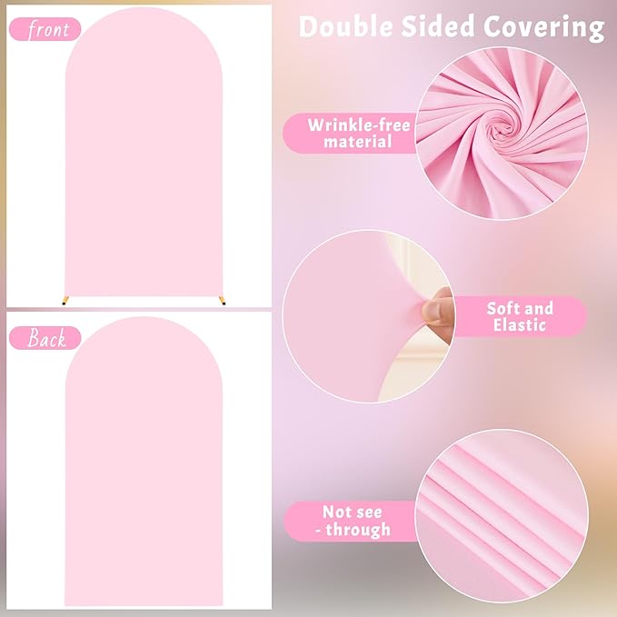6FT Pink Arch Backdrop Cover - Polyester Fitted Wedding Arch Stand Covers Round Top Chiara Arch Backdrop Cover for Birthday Party Banquet Photo Background Decoration