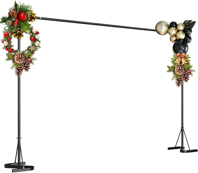 HAITRAL Black Backdrop Banner Stand 10x7 FT,Square Wedding Arch Balloon Metal Frame,Heavy Duty Background Stand Kit,Adjustable Photo Backdrop Stand for for Parties Birthday Video Studio