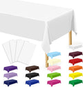 4 Packs White Plastic Tablecloth, Sturdy Disposable Table Cloth, 54 X 108 Inches Paper Table Cloths for Parties Disposable, Effortless Cleanup for Picnic Table Cloths Parties Birthday and Any Occasion