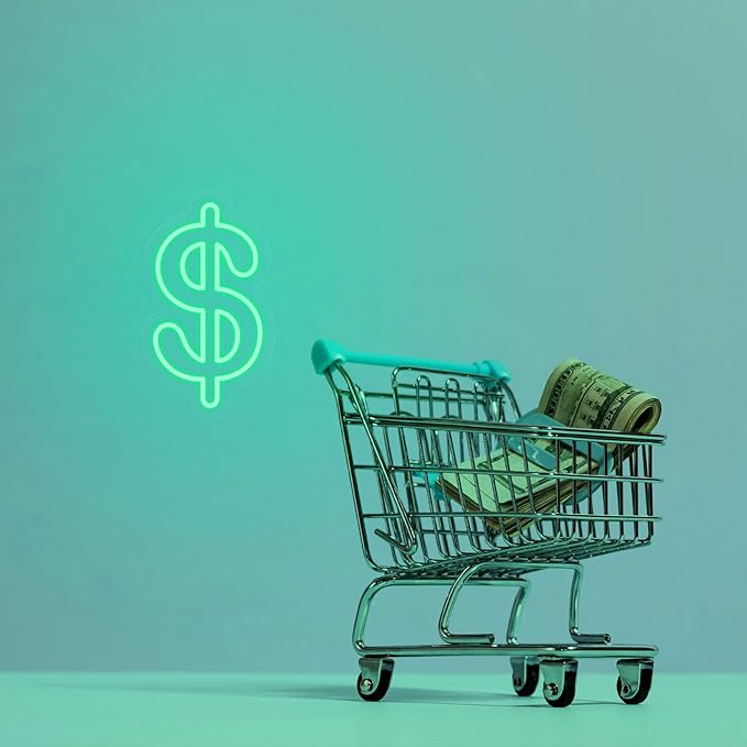 Dollar Neon Sign Money Neon Signs for Wall Decor Dollar Sign Decorations Dollars Money Obsessed Decorations LED Green Light for Bar Bedroom Party Love Money Wall Decoration, 11.9" x 7"