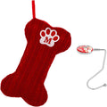 Dog Stocking with Initials，Bone Christmas Stocking with Letters,Large Knit Embroidered Monogram Christmas Stocking for Dogs Cats,Xmas Stockings for Pets Red M