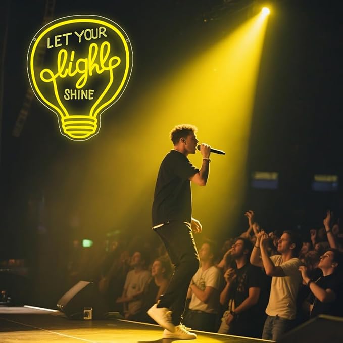 Let Your Light Shine Neon Sign,Dimmable LED Light Signs for Wall Art Decor,Inspirational Backdrop for Bedroom Club Party Man Cave,Gift for Teen Men USB Powered（14.6"*11.8"）