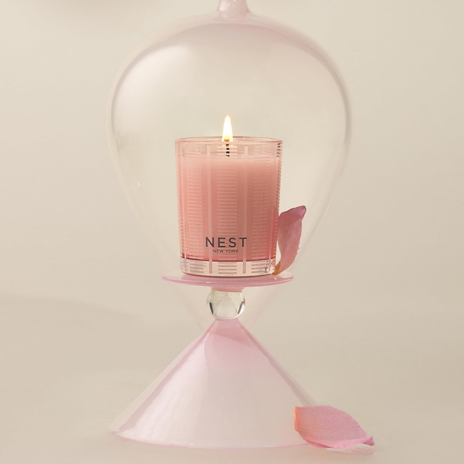 NEST New York Scented Votive Candle, Himalayan Salt & Rosewater - 2 oz - Up to 28-Hour Burn Time - Reusable Glass Vessel